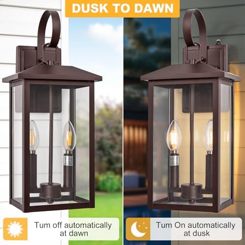 Brilvibera 2-Light Bronze Wall Light with Dusk to Dawn Sensor