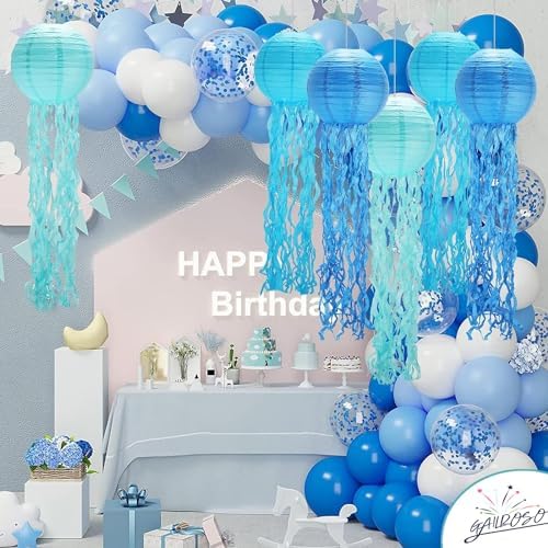 GAILROSO Jellyfish Paper Lanterns 6Pack Blue 8Inch 1