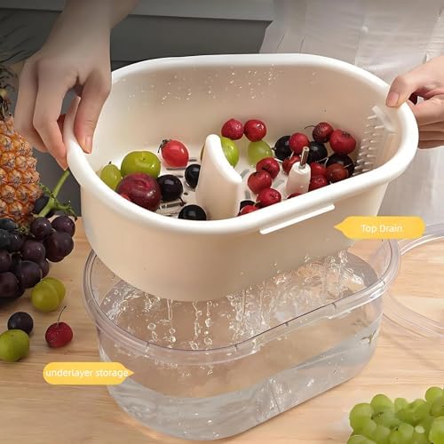 Fruit Cleaner Spinner with Brush and Lid