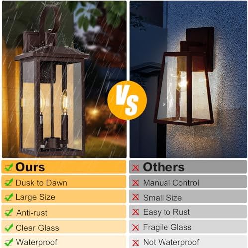 Brilvibera 2-Light Bronze Wall Light with Dusk to Dawn Sensor