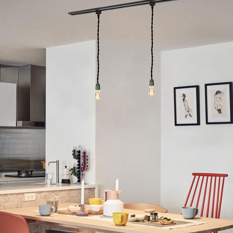 3-Lights H Track Pendant Light Green Ceramic Base