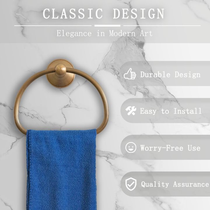 Celbon Semi-Circular Towel Ring - Antique Brass Wall Mount