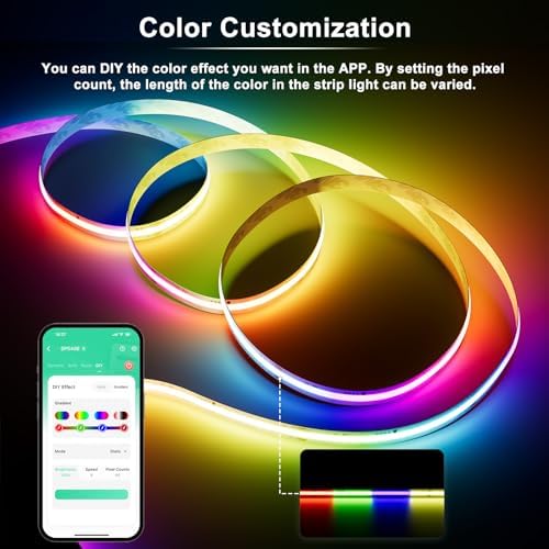 MIWISE RGB Smart IC COB LED Strip Light 328ft