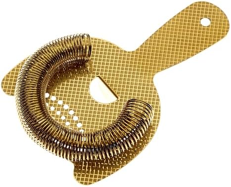 Barfly Diamond Lattice Etch Spring Bar Strainer Gold Plated 1