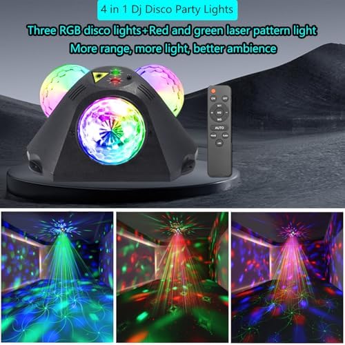 YINPKTEO 4-in-1 Sound Activated Disco Ball Lights