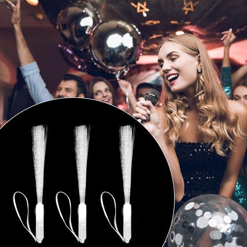 Swakuta 80 Pcs White Fiber Optic LED Light Up Sticks