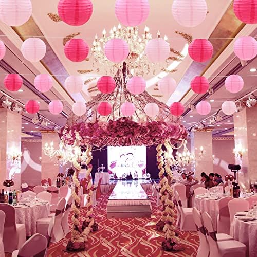 PheiLa 12 Pcs Pink Party Paper Lanterns Decorations