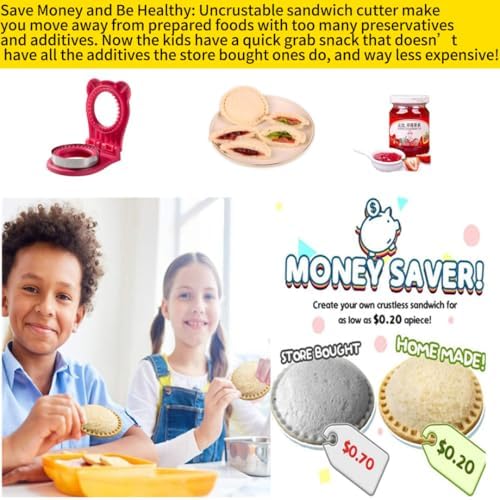 CHICHAUS Uncrustable Sandwich Maker with 37 Inch Circle Cutter and Sealer Rose Red