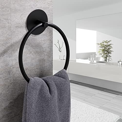 DIUDIU CAT Matte Black Towel Ring No Drilling