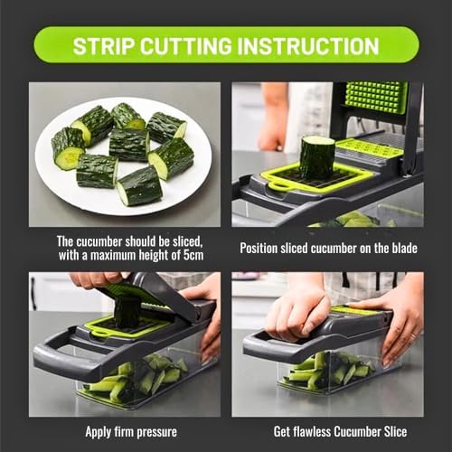 Quick Sync 16-in-1 Vegetable Chopper with 8 Blades and Safety Gloves