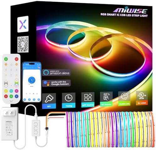 MIWISE RGB Smart IC COB LED Strip Light 328ft