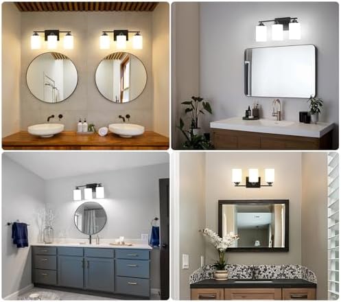 Osimir Black 3-Light Vanity Wall Sconce with Milky Glass