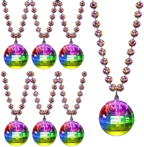Henoyso 6 Pcs LED Disco Ball Necklaces 70s Party Decor