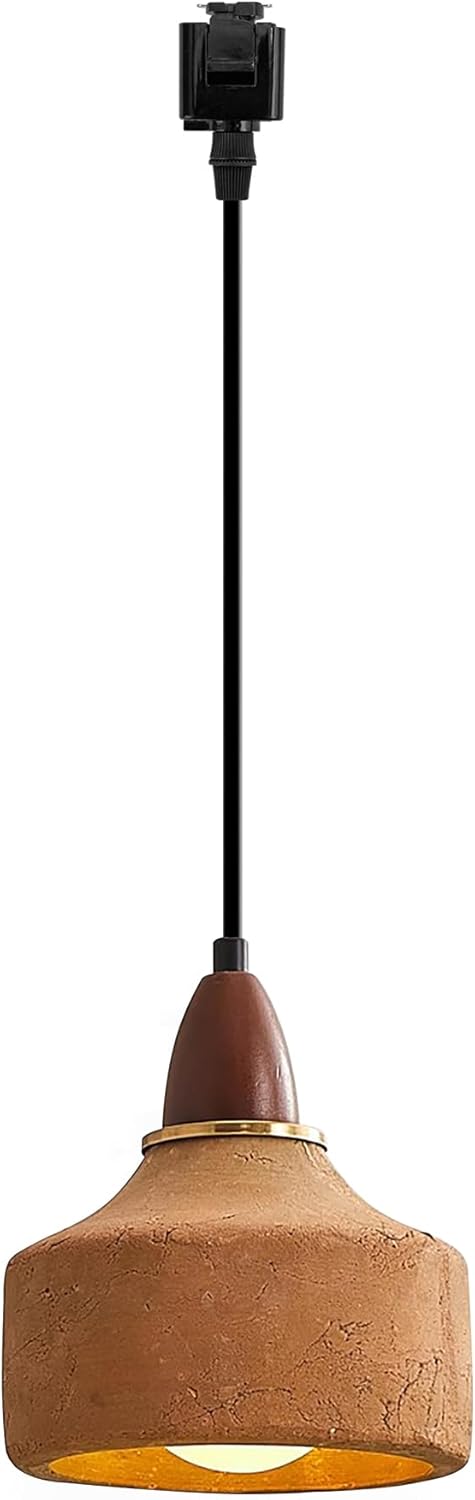 Kiven L Style 2-Wire Track Pendant Light with Brown Ceramic Globe