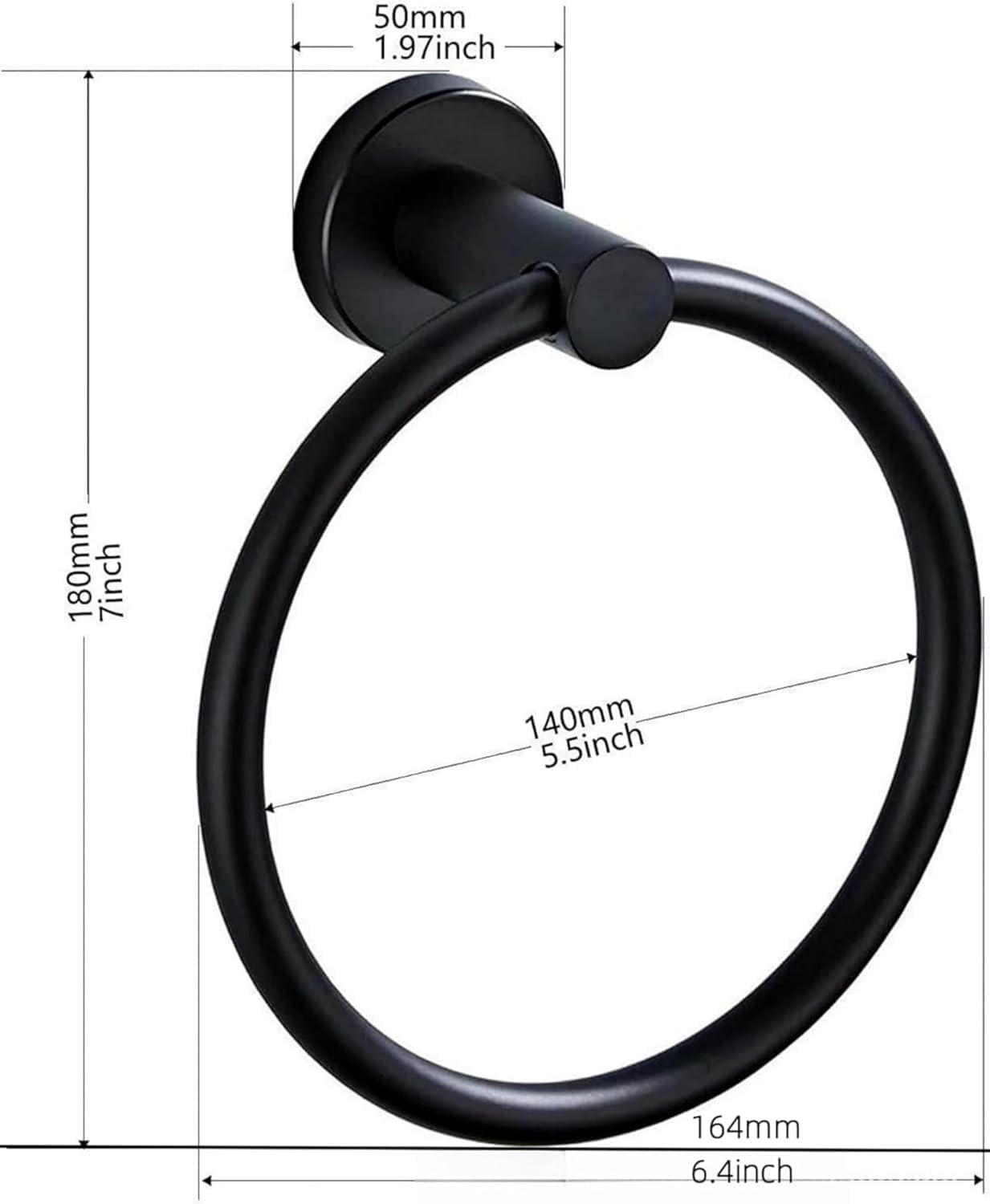 Matte Black Stainless Steel Towel Ring