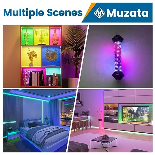 Muzata 164FT RGB LED Strip Light with Milky White Diffuser Cover