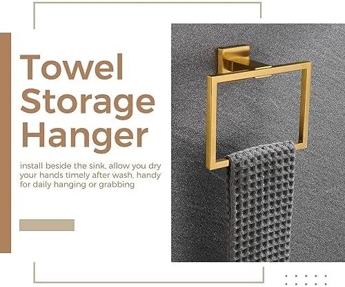 Aomasi Hand Towel Ring - Brushed Gold Stainless Steel