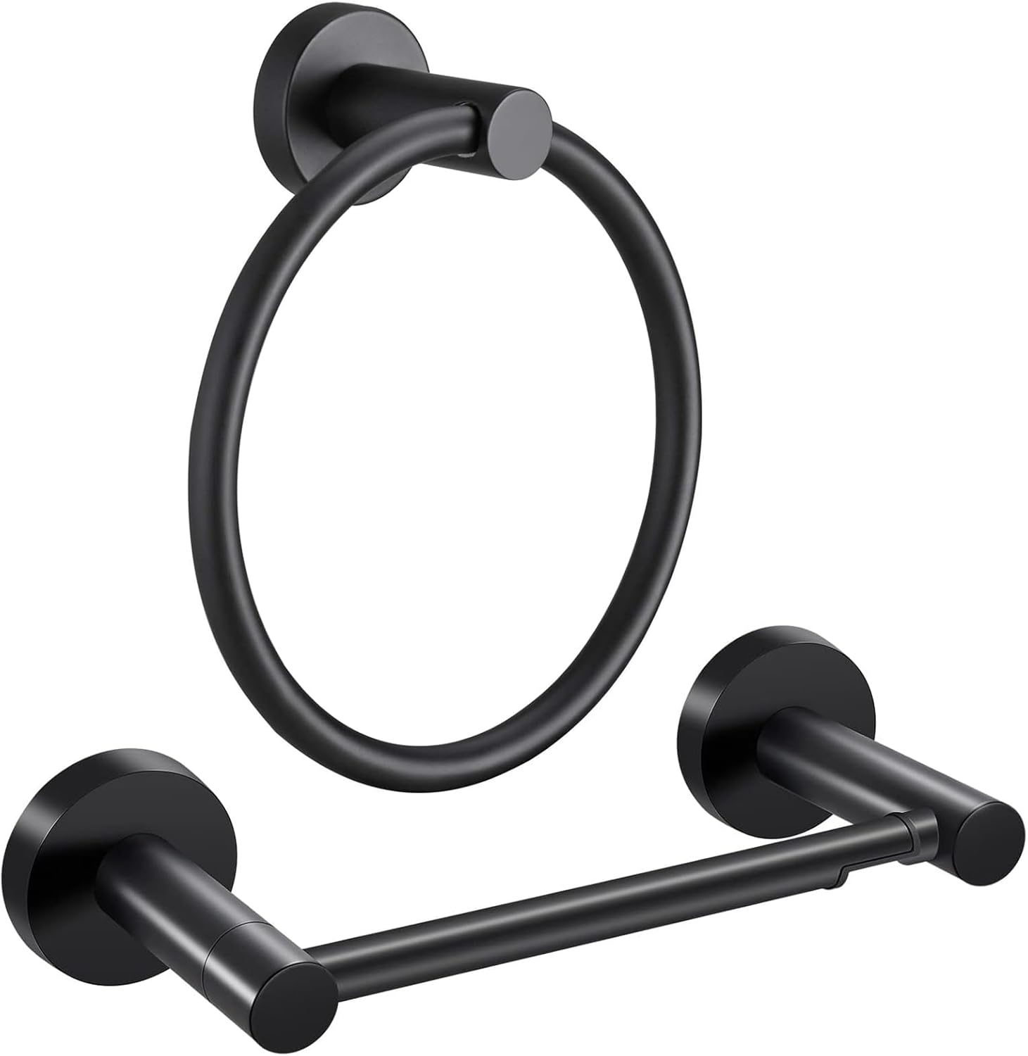 Matte Black Towel Ring and Paper Holder Set