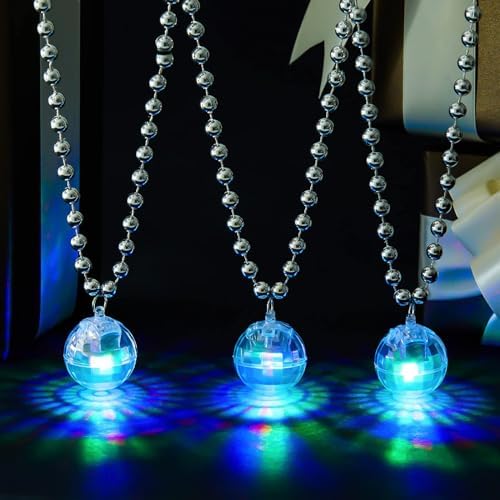 Henoyso 6 Pcs LED Disco Ball Necklaces 70s Party Decor