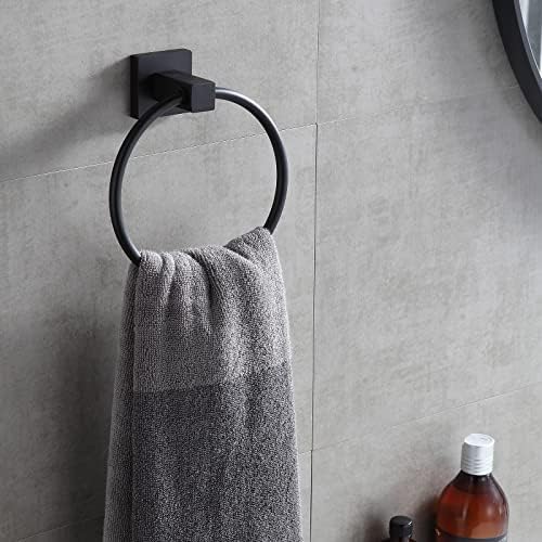 Orlif 2 Pack Black Stainless Steel Towel Ring for Bathroom