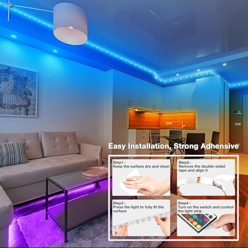 Dalattin 100ft LED Strip Lights 2 Rolls 50ft RGB Music Sync