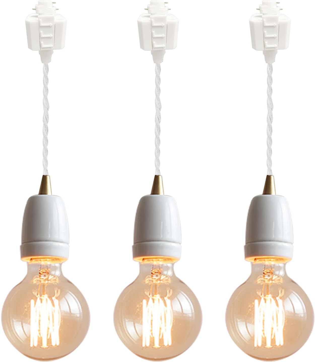 3-Pack H Track Lighting White E26 Ceramic Base Pendant Fixtures