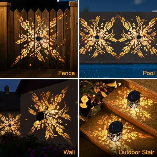 Likiyol 2 Pack Solar Fence Lights Warm White