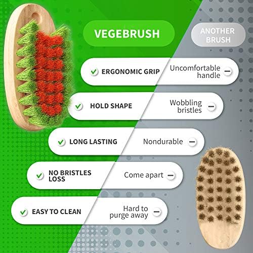Konex Veggie Brush - Fruit and Vegetable Scrubber with Beechwood Handle