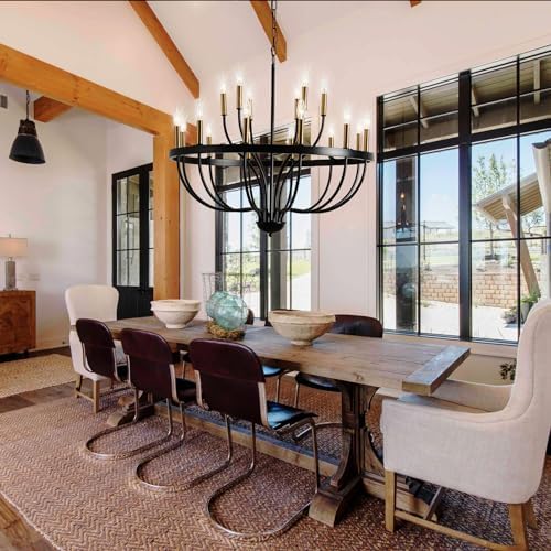 Modern Farmhouse 18 Light Chandelier Black Gold