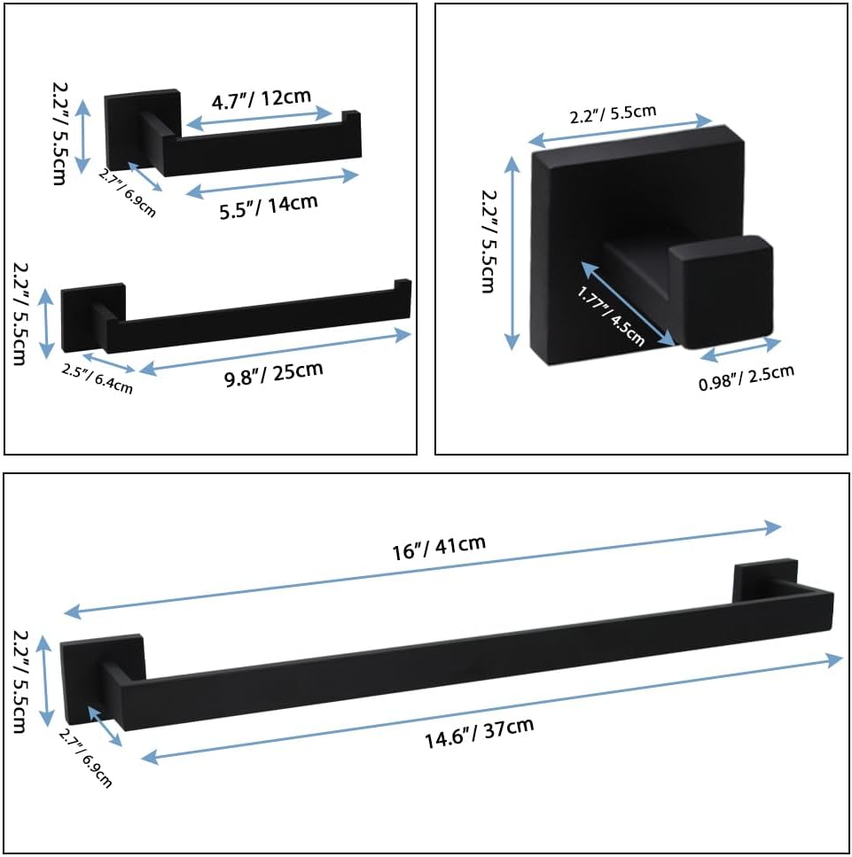 SUNTAI 4-Piece Matte Black Bathroom Hardware Set 1