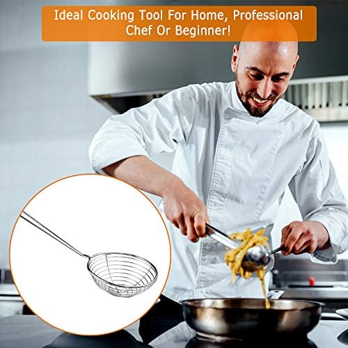 Heqishun 8-Piece Stainless Steel Skimmer Colander with Long Handle