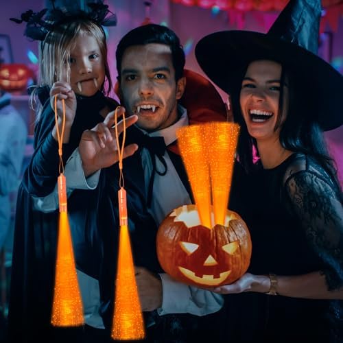 48 PCS Orange Glow Fiber Wands LED Light Wands
