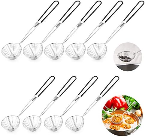 9 Pieces Stainless Steel Spider Skimmer Colander with Long Handle