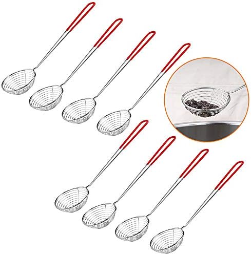 Heqishun 8-Piece Stainless Steel Skimmer Colander with Long Handle
