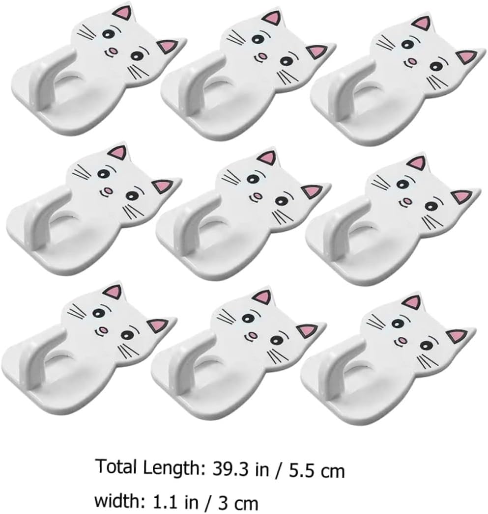 Amosfun 9PCS Adorable Cat Shaped Wall Hooks for Bathroom Storage