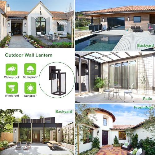 LIT-PaTH 2-Pack Wall Lantern with E26 Base Glass Shade
