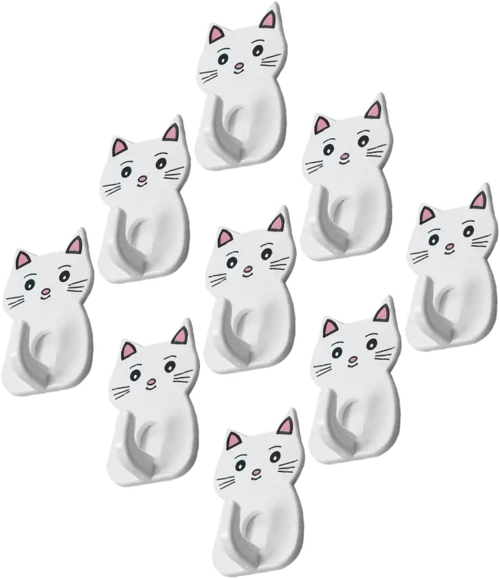 DECHOUS 9pcs Adorable Cat Wall Hooks for Bathroom