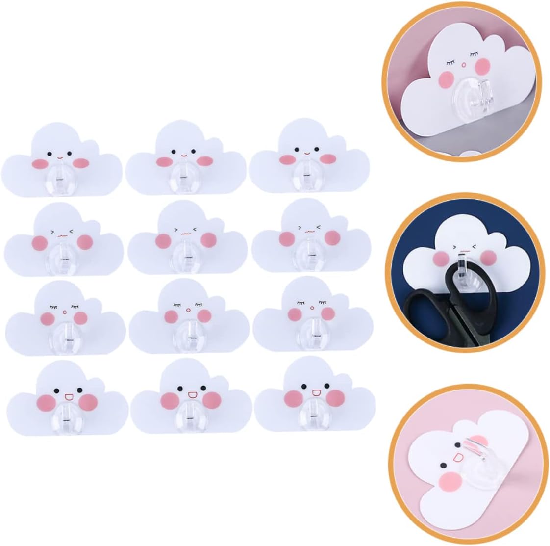 12pcs Cloud Shape Adhesive Wall Hooks for Coats Towels
