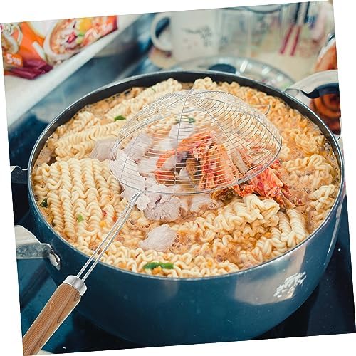 DECHOUS 304 Stainless Steel Mesh Colander with Wooden Handle
