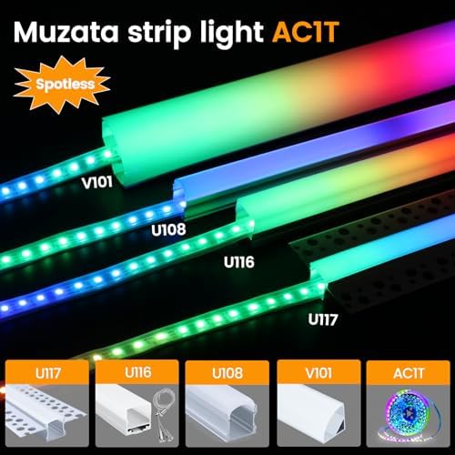 Muzata Waterproof LED Strip Light 164FT 96LEDsm Black Channel System
