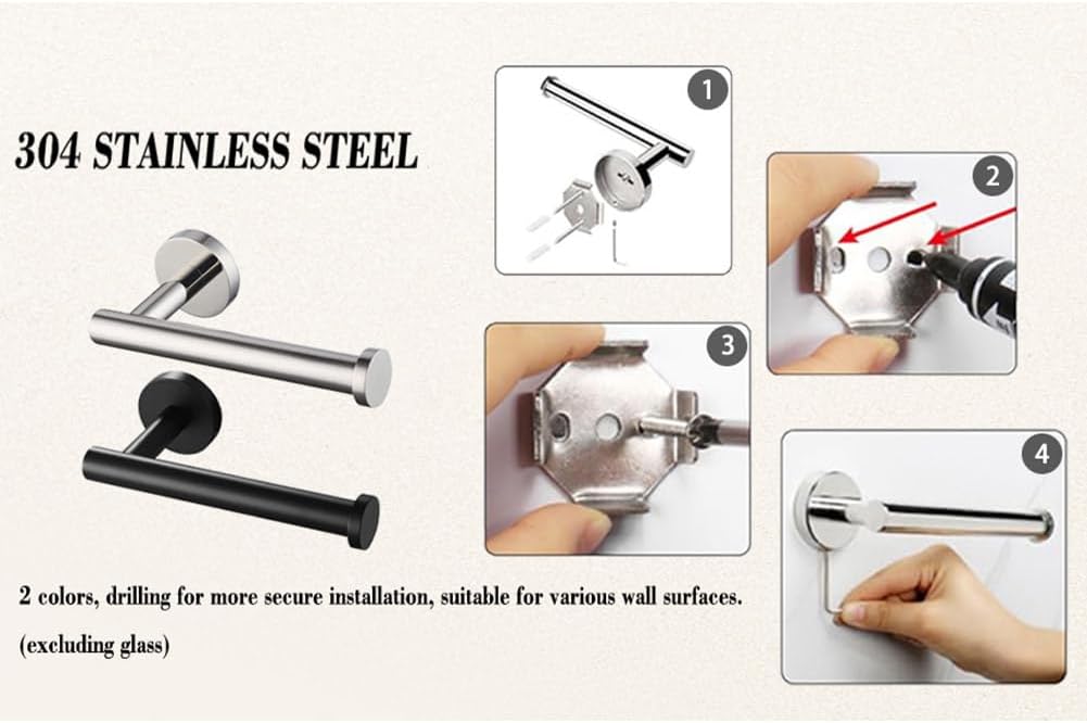 Matte Black Toilet Paper Holder Wall Mount Sturdy Stainless Steel