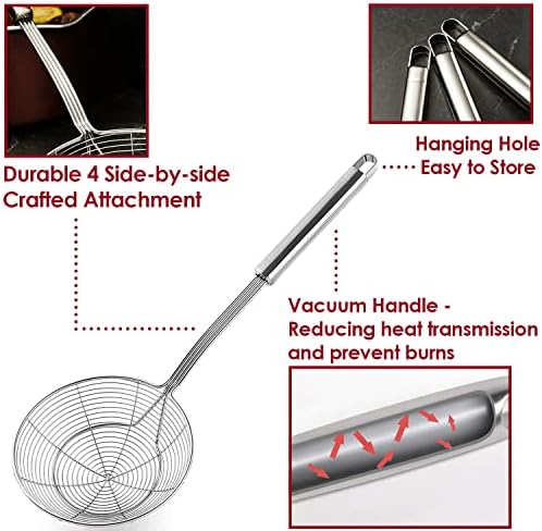 KEISSCO Stainless Steel Skimmer Set of 3 for Frying and Cooking