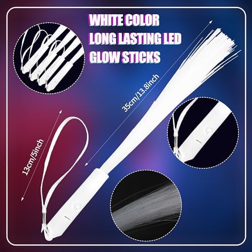 Swakuta 80 Pcs White Fiber Optic LED Light Up Sticks
