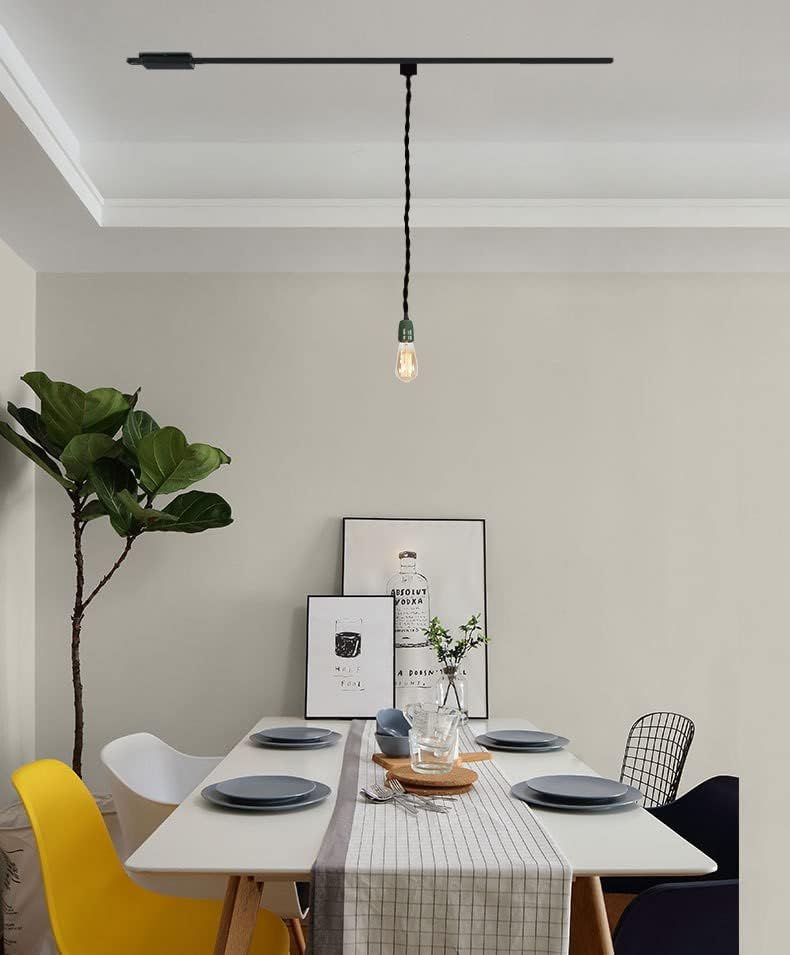 3-Lights H Track Pendant Light Green Ceramic Base