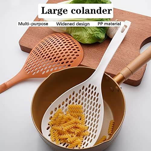 2 Pieces Plastic Skimmer Spoon with Handle White and Orange