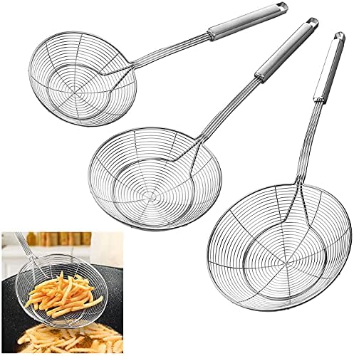 KEISSCO Stainless Steel Skimmer Set of 3 for Frying and Cooking