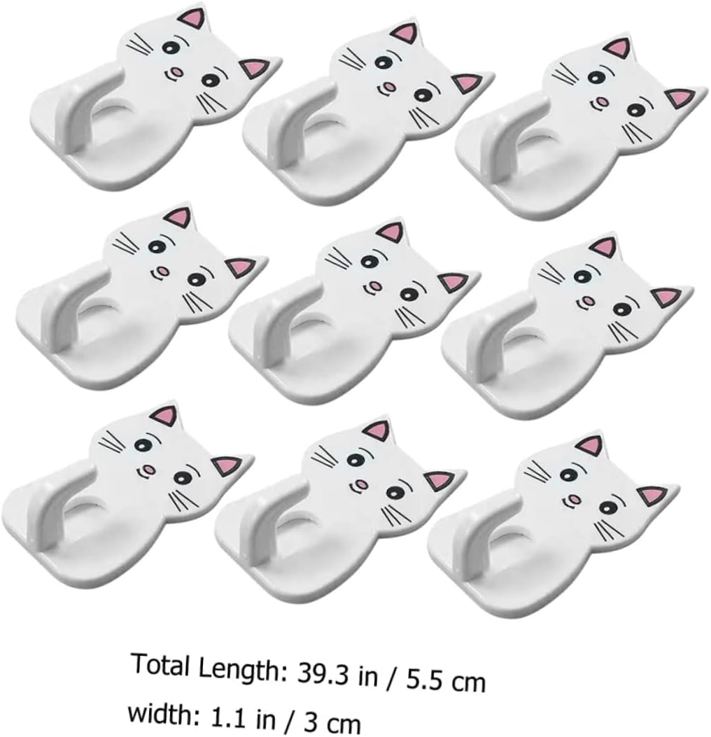 9pcs Cat Shaped Towel Hooks for Bathroom Storage 1