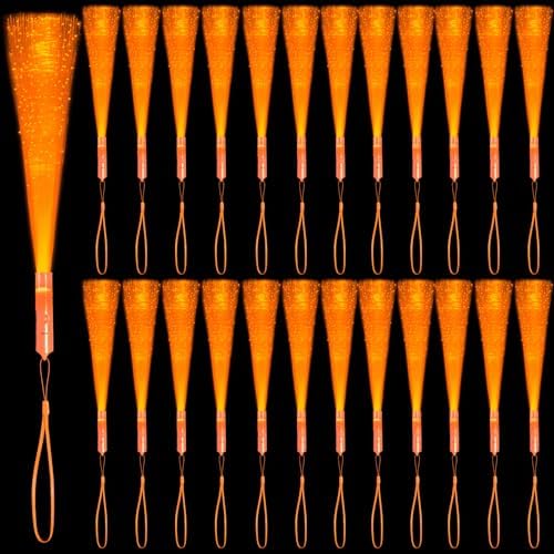 48 PCS Orange Glow Fiber Wands LED Light Wands