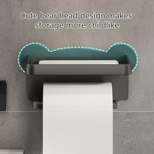 Toilet Paper Holder with Phone Shelf and Storage Rack