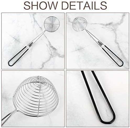 9 Pieces Stainless Steel Spider Skimmer Colander with Long Handle